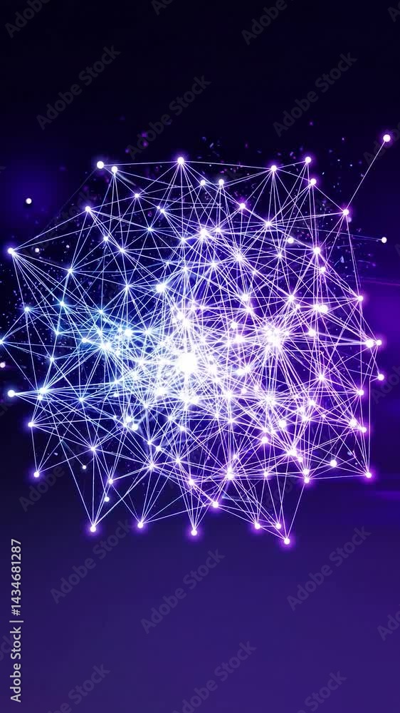 Poster colorful plexus sphere evolving on gradient background, connecting dots and lines forming a network,