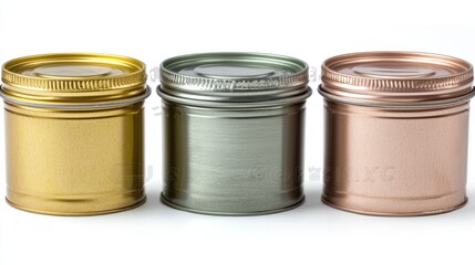 Realistic Photography of Aluminium Cans for Food Preservation in Different Colors and Metallic Finishes