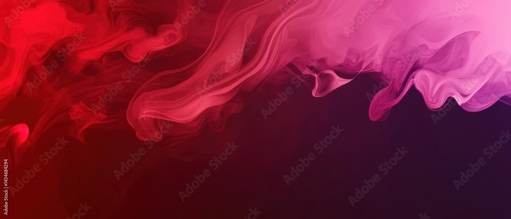 Poster abstract background with flowing red and pink smoke or ink, creating a dynamic and vibrant design fo