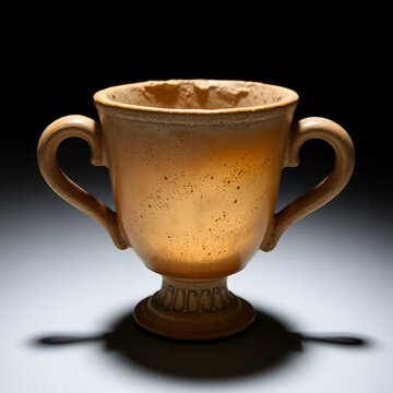 A skyphos is a two-handled deep wine-cup,  ITA, Italy, Sardinia, roman archaeological find, Nora, Pula. Cagliari. Sardegna. Italia