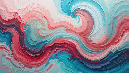 Fototapeta premium Dynamic, textured abstract art piece featuring a variety of colors blended together in swirling patterns.