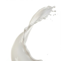 Isolated splash of fresh liquid dairy milk product on pure surface