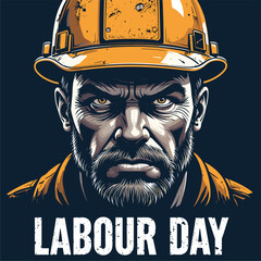 Grizzled Miner: Labour Day Portrait, Vintage Style Illustration