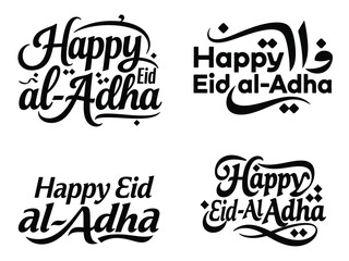 Fototapeta premium Elegant Happy Eid al-Adha Calligraphy Set for Islamic Designs