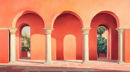 Palaces in spain, arches whispering about sultans. Whisper Column. Illustration