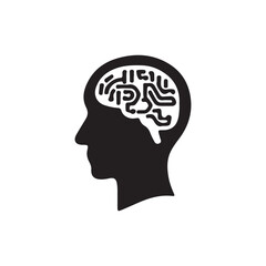 Human Brain Intelligence Icon for Technology Mind and Innovation Concept