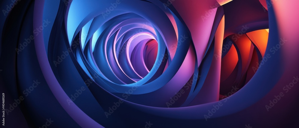 Poster abstract tunnel of light with vibrant gradient colors, modern background for technology and design