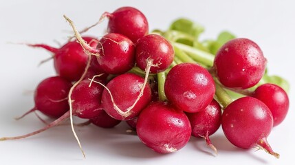 Fresh Red Radishes on Light Background