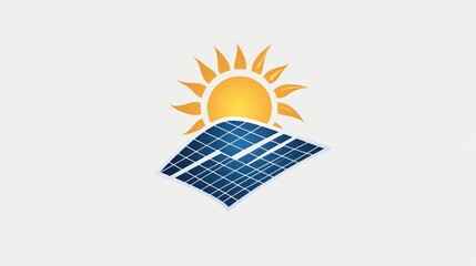 Sun shining on solar panel; clean energy; environmental sustainability; graphic design