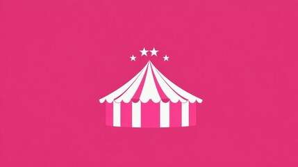 Obraz premium Pink Circus Tent on Solid Background