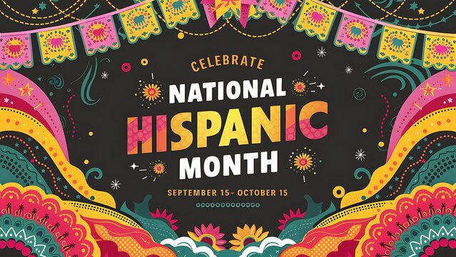 National Hispanic Heritage Month Poster Banner Flat Illustration