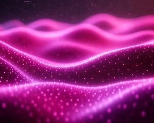 Pink Glowing Particle Waves Abstract Background