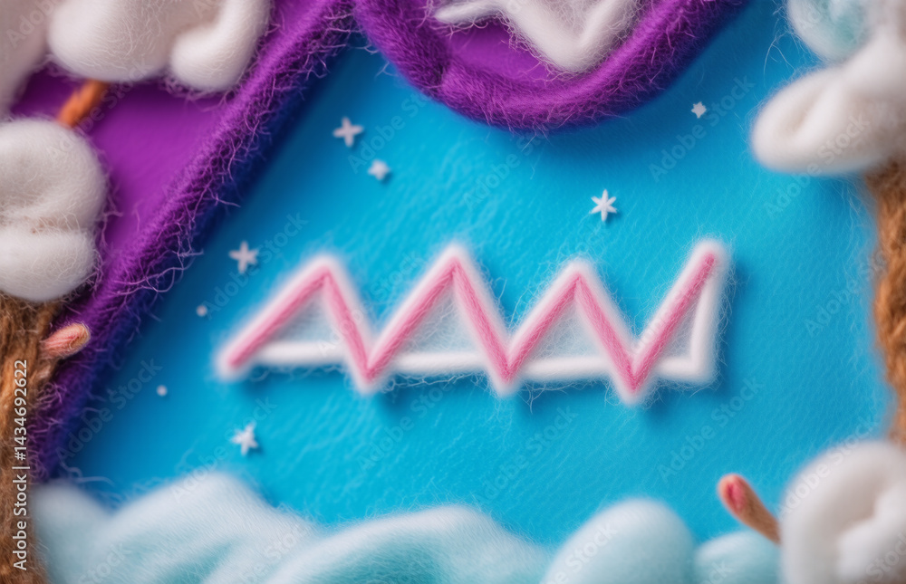 Poster abstract image with soft textures, depicting a whimsical, dream-like scene featuring a zig-zag-like 