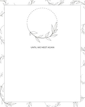 Funeral empty card Until we meet again text Photo frame with leaves