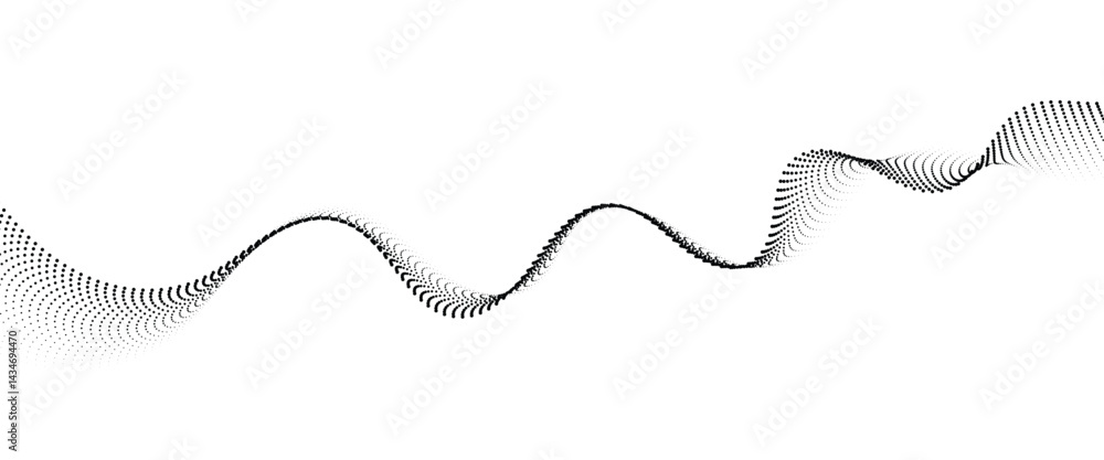 Fototapete flowing dot wave halftone gradient pattern on transparent background