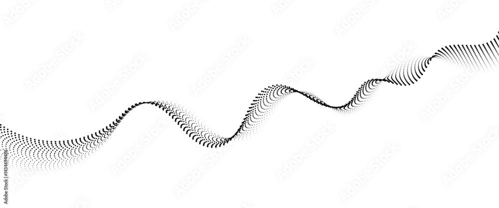 Poster flowing dot wave halftone gradient pattern on transparent background