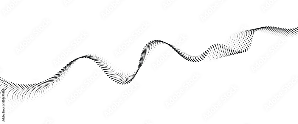 Fototapete flowing dot wave halftone gradient pattern on transparent background
