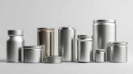 Realistic Aluminium Packaging in Various Shapes for Sustainable Zero Waste Solutions