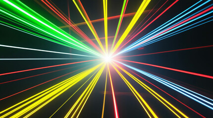 Glowing Neon Star Concentric Pattern on a Deep Blue Background