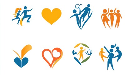 Obraz premium Colorful Family Icons Collection