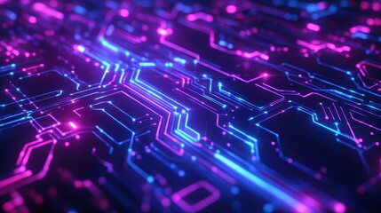 Fototapeta premium Abstract illustration of illuminated circuit pathways.