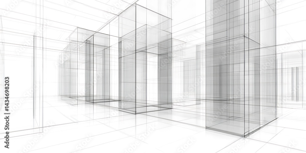 Poster elegant architectural blueprint perspective with geometric simplicity forms
