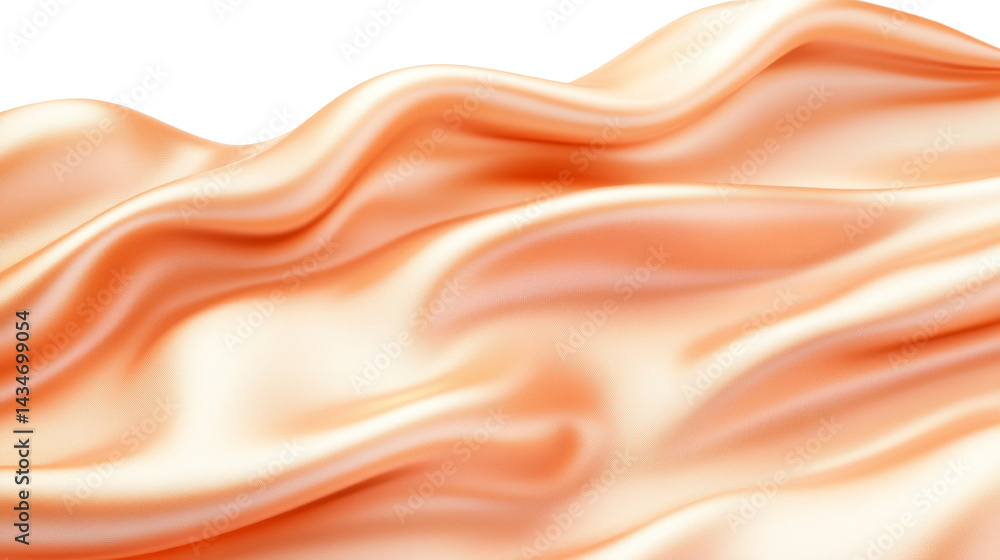 Aufkleber Abstract flowing fabric folds with soft peach tones, creating a luxurious texture against transparent backdrop