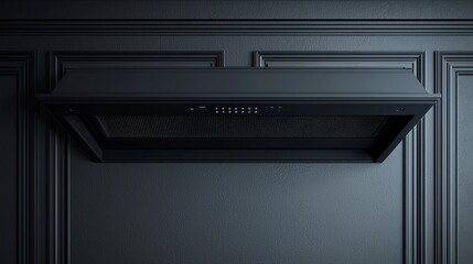Obraz premium Modern Charcoal Range Hood with Sleek Design Against Textured Wall in High-Quality Realistic Photography