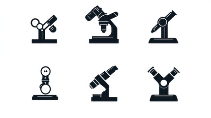 Obraz premium Microscope Types, Laboratory Icons