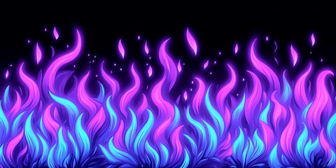 Luminous neon flames artwork with vibrant gradient colors on dark backdrop