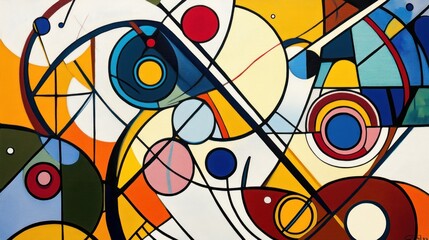 Abstract art painting, vibrant colors, studio, wall decor