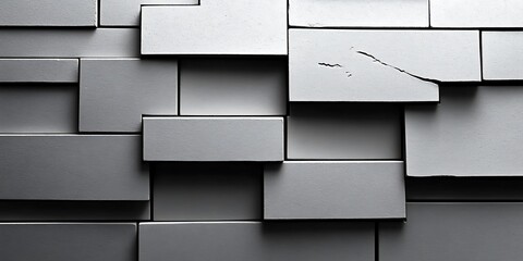 Modern Grey Brick Wall Texture, Abstract Geometric Arrangement, Material Design