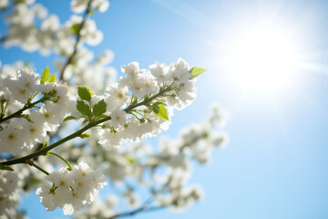 branch with white flowers against a blue sky 2