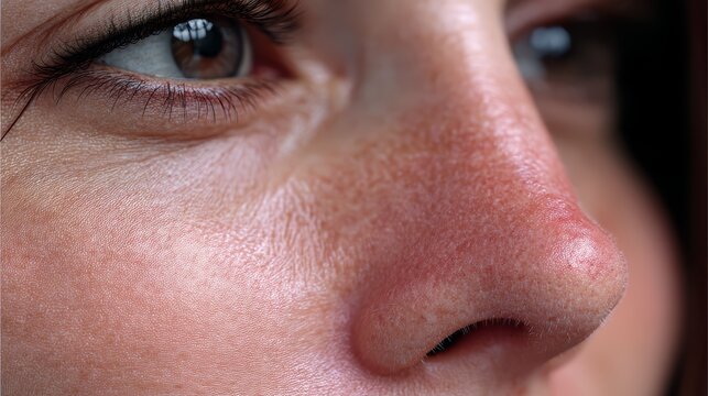 Close-Up of Inflamed Cheeks with Redness and Windburn Symptoms on Skin Surface