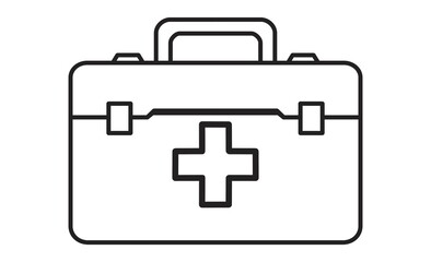 シンプルな線画スタイルの救急箱イラスト