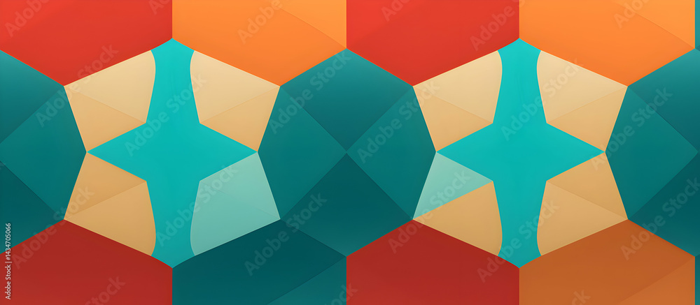 Poster harmonious arrangement of angular color palettes exhibiting a modern flair