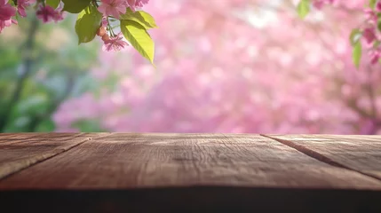 Rustic table with dappled light and blossoming spring magic for nature inspired design