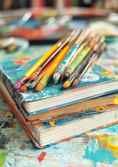 Colorful Boho Journal with Blank Pages and Art Supplies for Creative Expression