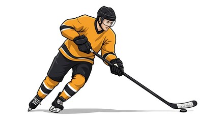 Obraz premium Dynamic Hockey Player: Action-Packed Illustration in Bold Style