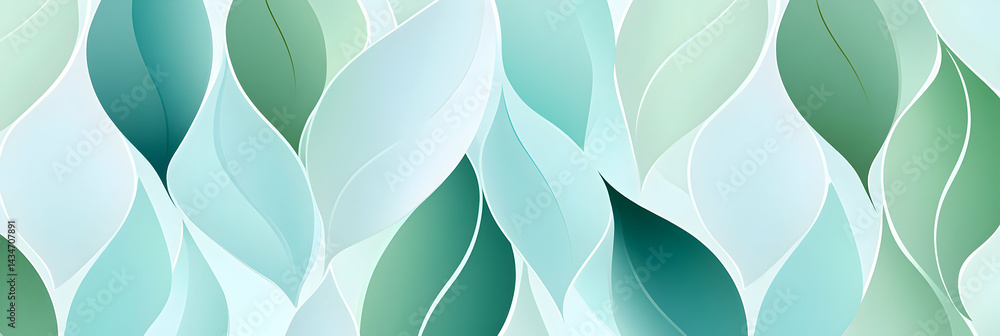Poster fluid leaf pattern with subtle gradient transitions in aqua and green tones