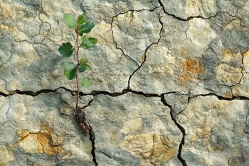 Obraz premium Resilient sprout in cracked earth