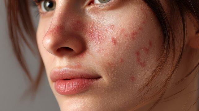 Close-Up of Skin Lesions on Face Indicating Potential Lupus Condition in Disc Shapes