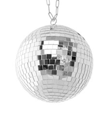 One shiny disco ball isolated on white