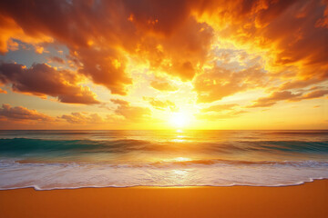 beautiful sunset over the ocean with the sun setting in the distance 2