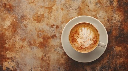 Fototapeta premium Cappuccino, heart art, cafe, marble, autumn