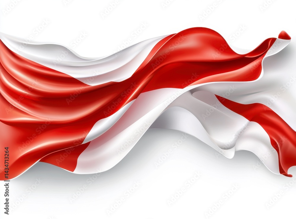 Aufkleber abstract white and red fabric waving with soft shadows and delicate folds creates a dynamic and eleg