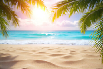 Obraz premium beach with palm trees and the ocean in the background 21