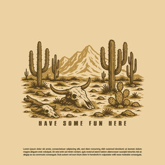 Old dry and hot desert scenery vector illustration © purify