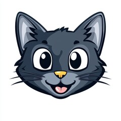 Obraz premium Cartoon illustration of a playful gray cat with large white eyes and a bright yellow nose