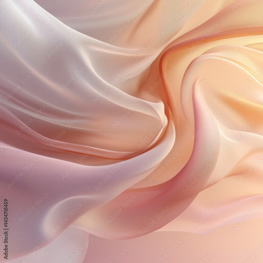 Poster abstract fabric swirl texture in pastel shades with soft lighting elegant draping and smooth flowing